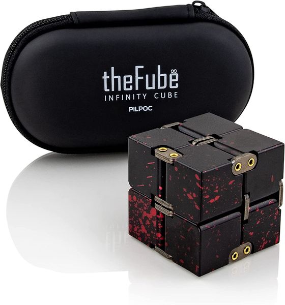 PILPOC theFube Infinity Cube Fidget Desk Toy Premium Quality Aluminium Infinite Magic Cube with Exclusive Case Sturdy HeavyRelieve Stress and Anxiety xm