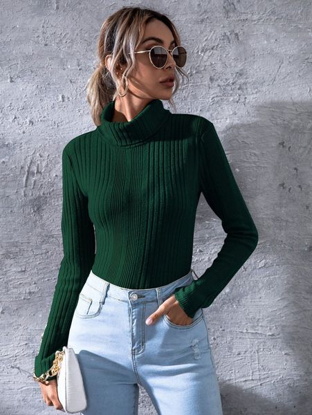 

rolled neck rib-knit tee 30ff#, White