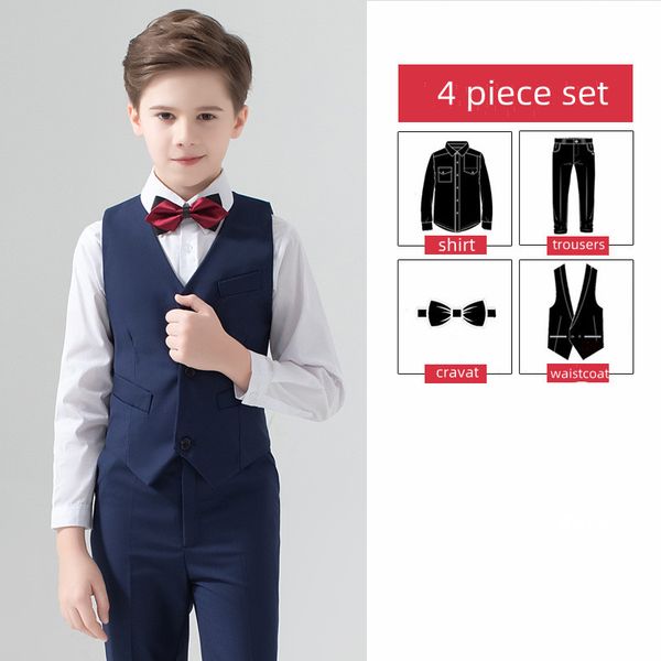 

new boys suits formal wear 4 piece waistcoat suit wedding page boy baby formal party 2 colours, Black