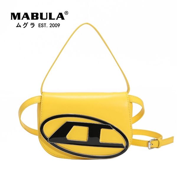 

mabula luxury yellow women handle half round design leather underarm flap shoulder bag fashion tote handbags 220815