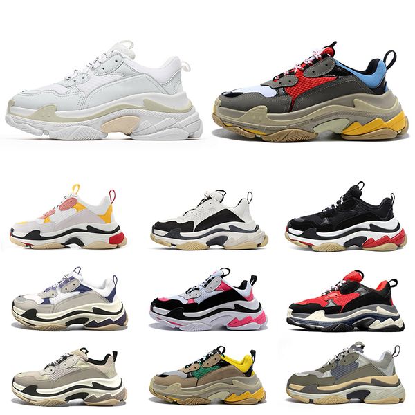 

triple s men women designer casual shoes platform sneakers black white grey red pink blue green split beige multi mens trainers jogging walk