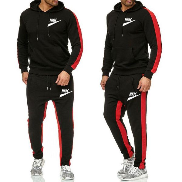 

2 pieces sets tracksuit brand men's set print men hooded sweatshirt pants pullover hoodie sportwear suit casual sports men clothes, Gray