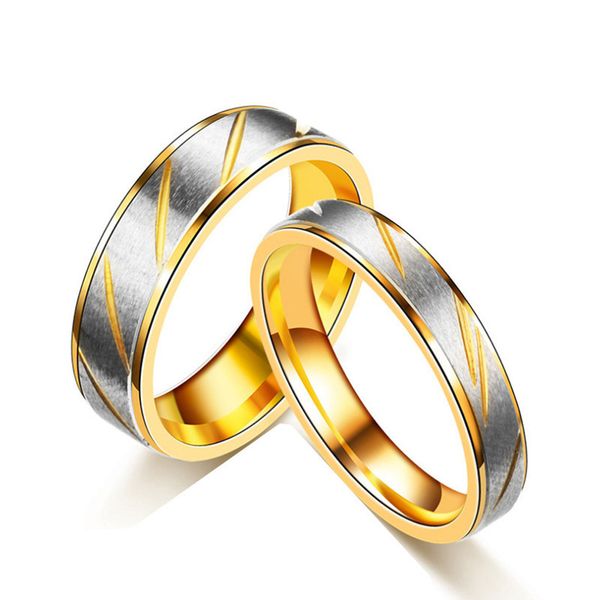 

titanium stainless steel 18k gold strip couple wedding rings band for men women engagement finger ring couples lovers husband wife valentine, Silver