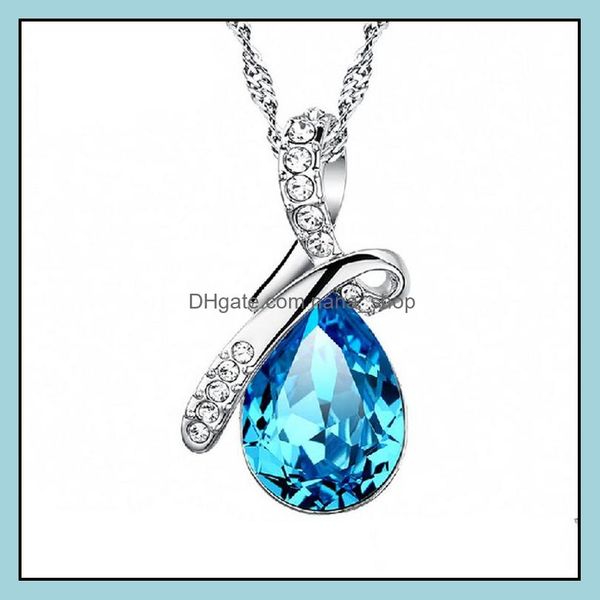 

pendant necklaces pendants jewelry luxury austria crystal tears of angels water drop shape sier plated chains for women fashion gift deliv, Silver