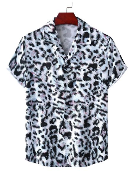 

romwe guys leopard print shirt 10n2#, White;black