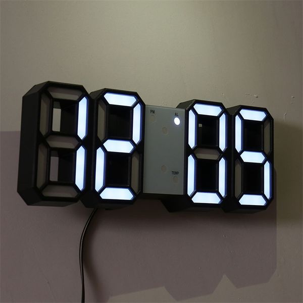 Wanduhr Uhr 3D Led Digital Modernes Design Wohnzimmer Dekor Tisch Alarm Nachtlicht Leuchtenden Desktop 220426