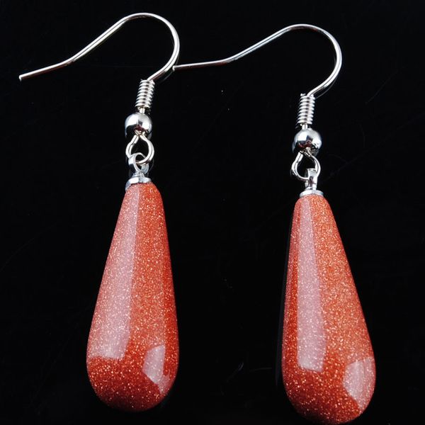 

beauty fashion water drop shaped dangle earrings for women party jewelry natural golden sand stone beads hanging earring dr3144, Silver