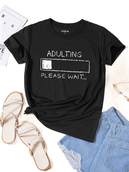 

slogan graphic crew neck tee g9te#, White