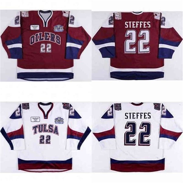 VipCeoThr Tulsa Oilers Jerseys 22 Gary Steffes White 100% Embroidery cusotm qualsiasi nome qualsiasi numero Maglia da hockey giovanile da donna da uomo