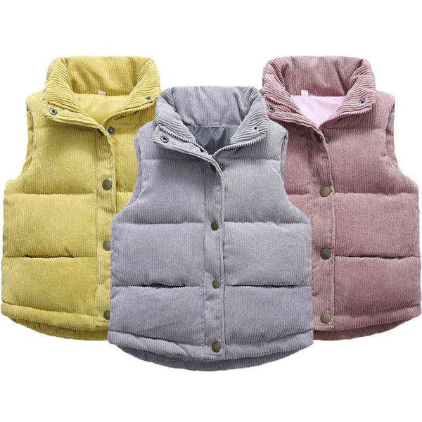 

big size kids vest 2021 new style autumn corduroy warm thicken vest for boys and girls children coat birthday gift j220718, Blue;gray