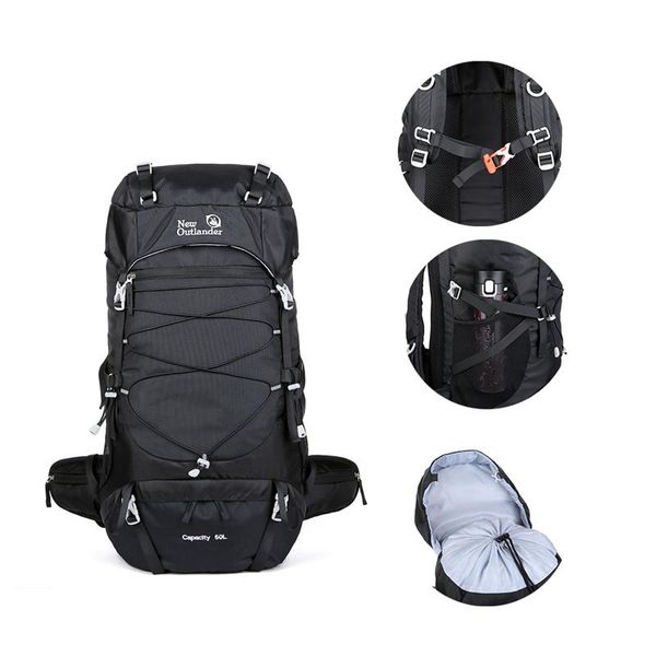 Sacos ao ar livre 56L mochilas saco de montanhismo grande capacidade de escalada de nylon acampamento caminhando mochila com capa de chuva