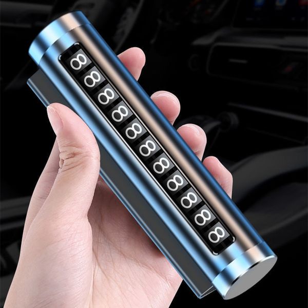 

metal car temporary parking card universal rotate phone number plate aluminum stickers park sin car-styling auto accessories