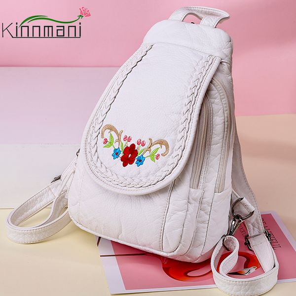 

fashion embroidery solid color soft backpack for women luxury designer brand simple travel girl schoolbag 220817