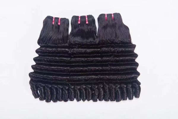 

double drawn fumi straight curly wavy full end hair 12-18 inch, Black