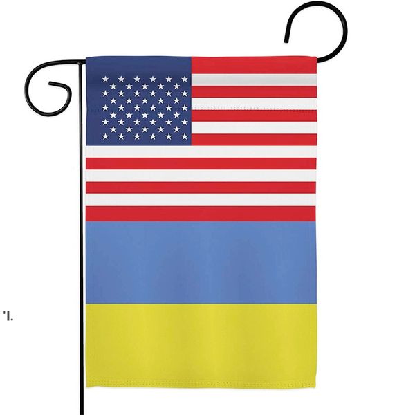 Americano Ucraina US Amicizia Giardino Bandiera Regionale Nation International World Country Particolare Area Decorazione della casa Banner BBB15413