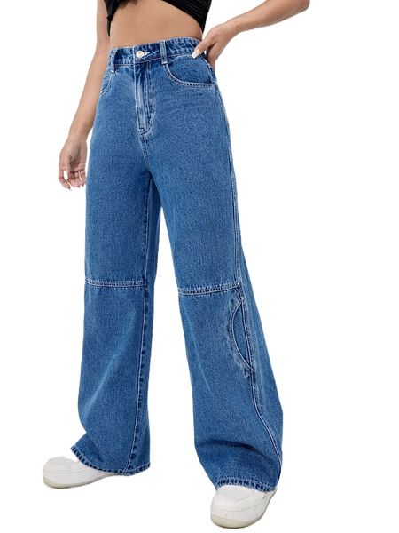 

high waist wide leg jeans h5od#, Blue
