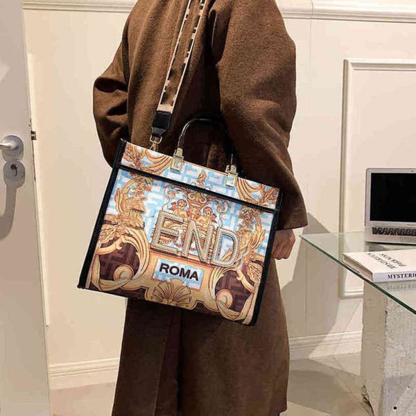 

60% off new designer luxury bags new hand large graffiti color painting