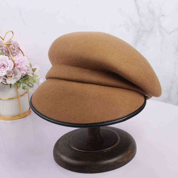 Качество моды Beret Cap Rand Die Slapper Style Wool Cap Женщины густая теплая зимняя шляпа улица козырька холодная погода Продавец газеты J220722