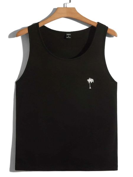 

men palm tree print tank 42vx#, White;black