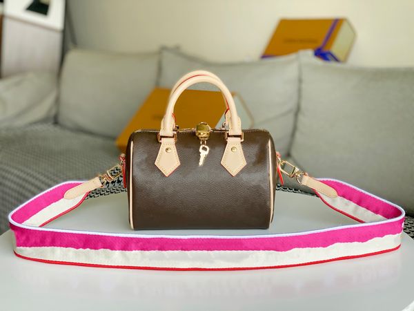 

bags, speedy 20 cm disigner bags 5a quality leather brown flower color