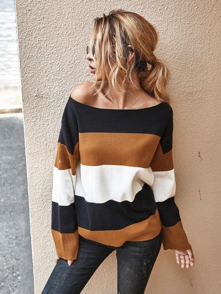 

cut and sew panel sweater c86s#, White;black