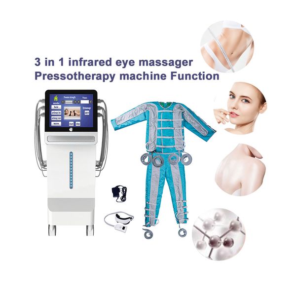 Pressotherapie-Lymphdrainage-Schlankheitsgerät, 3-in-1-Infrarot-Technologie, Luftdruck-Augenmassagegerät, Körperentgiftung und mit 24 Luftzellen für den globalen Markt