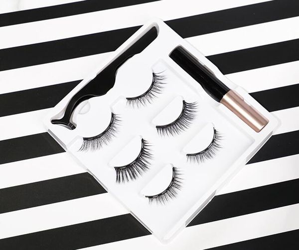 

thick natural soft 3d magnetic eyelashes light vivid hand made reusable five magnets fake lashes no glue needed eyelash extensions dhl