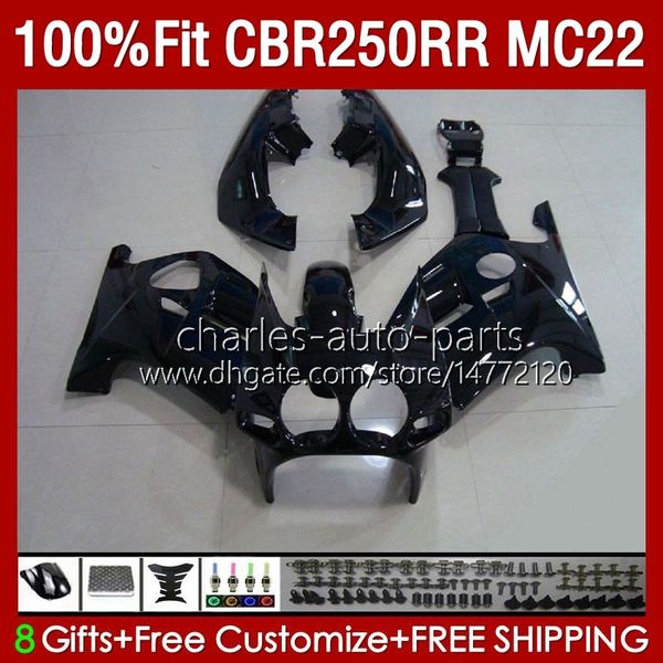 Einspritzverkleidungen für HONDA CBR250RR 1990 1991 1992 1995 1996 1997 1998 1999 131No.102 MC22 CBR250 CBR 250RR 250 RR CC 250CC 90 91 92 93 94 95 96 97 98 99 Körper glänzend schwarz