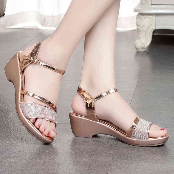 

2022 ladies sandals shoes women luxury sandals ankle mid heel block party open toe square shoes zapatos de mujer y220421, Black