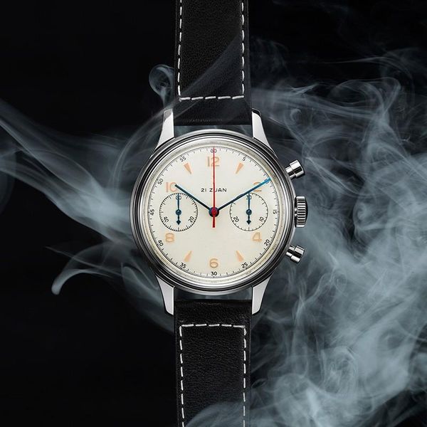 

wristwatches 2022 seagull multifunction chronograph belt strap quartz men's watch vintage casual military wristwatch, Slivery;brown