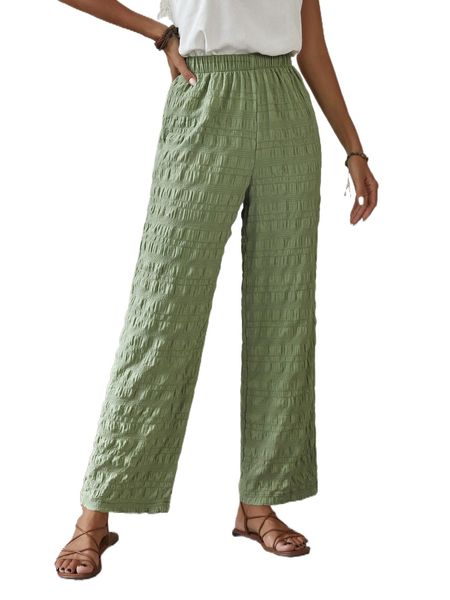 

textured high waist wide leg pants j8sx#, Black;white