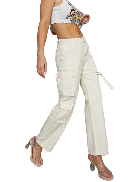 

flap pocket side cargo pants t4oj#, Black;white