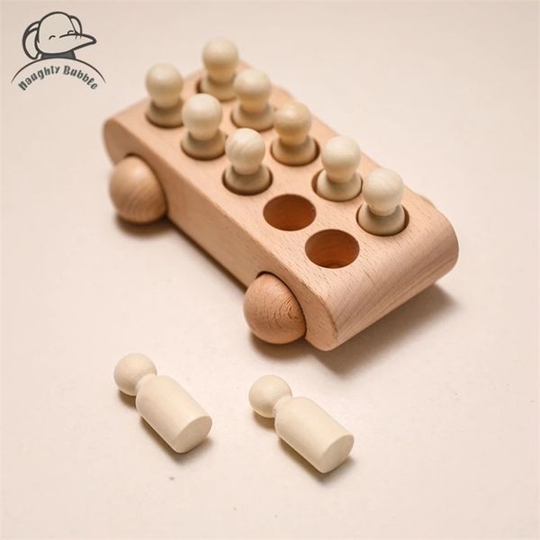 

montessori wooden toys for children puzzle game cartoon wood peg dolls educational toy car born baby blocks christmas gifts 220701