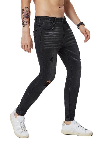 

men ripped moustache effect skinny jeans w9oo#, Blue