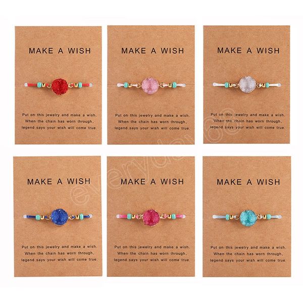 

fashion braided round cluster crystal resin bracelet handmade adjustable paper card hand wax rope bracelets woman gift, Golden;silver