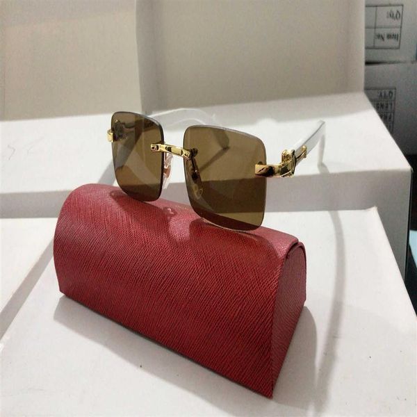 

new fashion men wood frame glasses rimless gold metal buffalo horn eyewear clear lenses sunglasses occhiali lentes lunette de sole2253, White;black