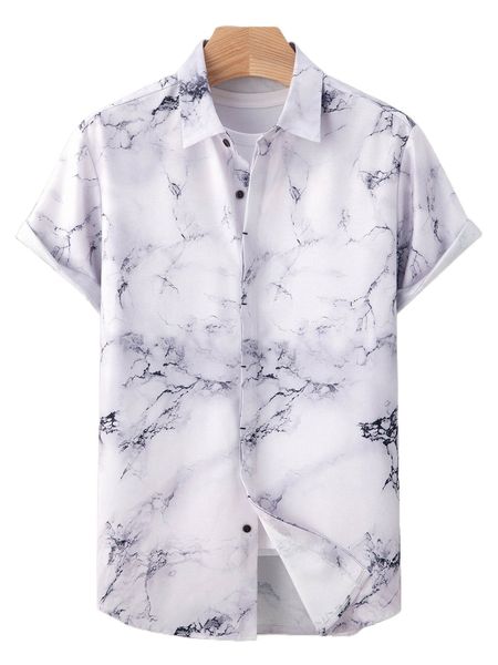 

men marble print shirt without tee n8c7#, White;black