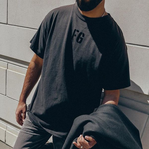 

7th felted lettering t-shirt casual cotton oversize tee men women hip hop streetwear mg220027, White;black