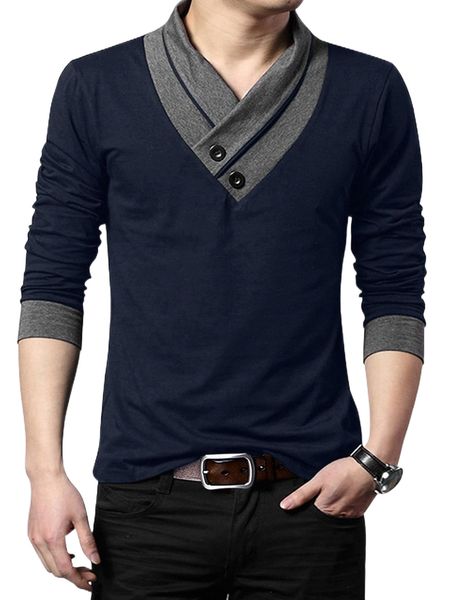 

men surplice neck contrast binding t-shirt g6eq#, White;black
