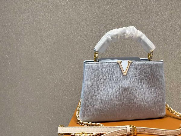 

tz tote bag luxury pure leather handbag designer capucines bb handbags women first layer cowhide totes premium blue large capacity sacoche l