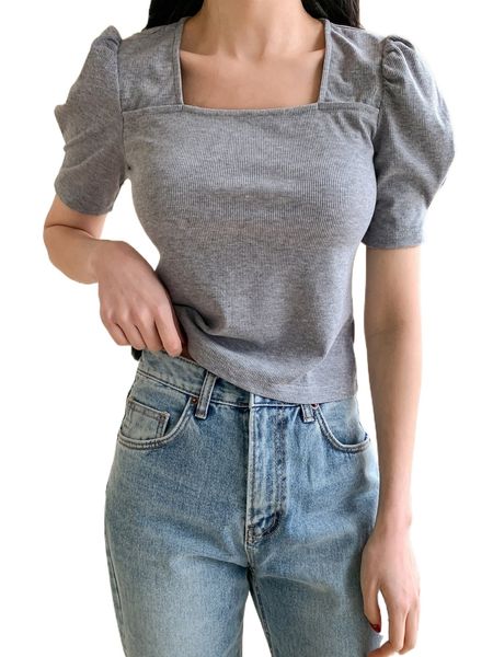 

dazy square neck puff sleeve tee e6yr#, White