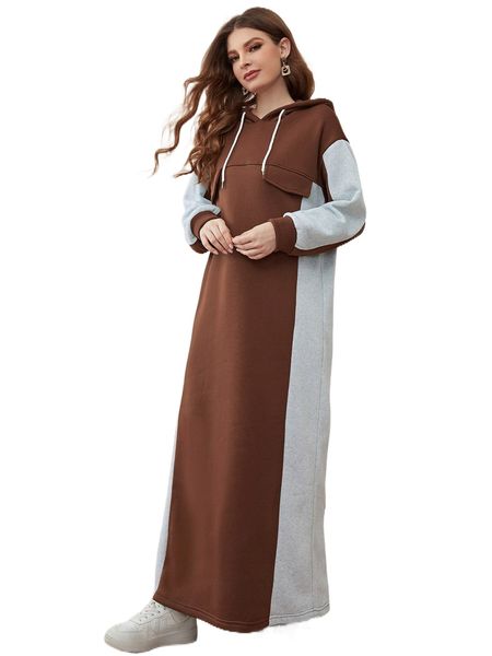 

colorblock flap detail sweatshirt dress y1vi#, Black