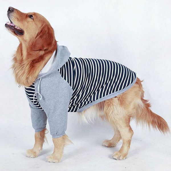 Abbigliamento per cani Vestiti grandi Autunno e inverno Golden Retriever Doberman Alaska Maglione a righe per animali domestici Felpa con cappuccio a due zampeCane