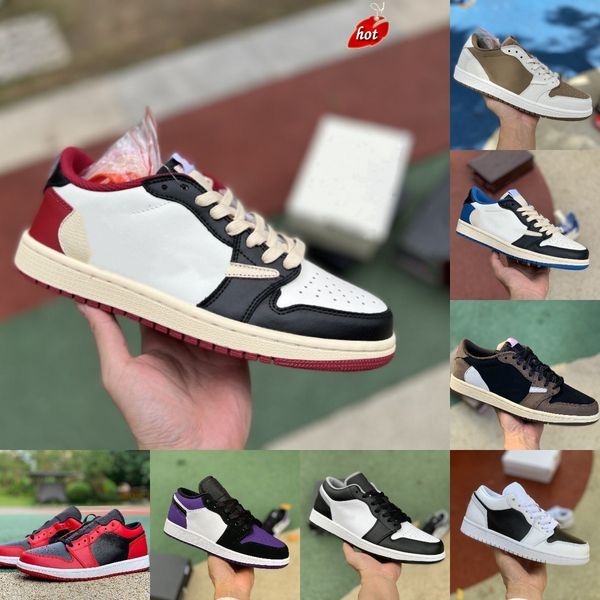 

2022 designer fragment jumpman x 1 1s low basketball shoes starfish white brown red gold banned unc court purple black toe shadow panda