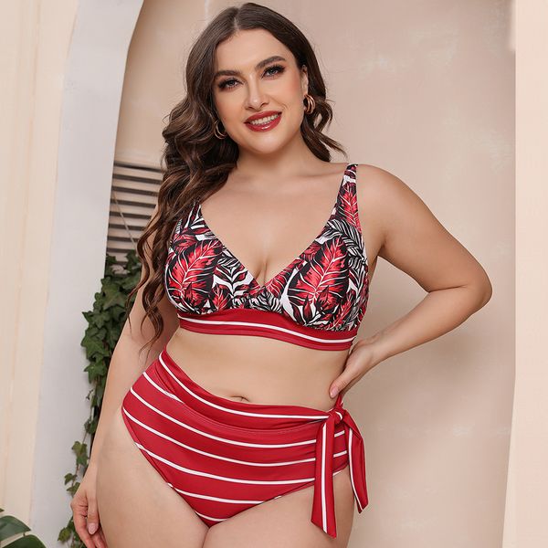 Momens sexy moda de banho de banho de banho de banho de natação de natação de praia de duas peças azul vermelho multi color listra plus size sem sutiã suporte de arrue de verão biquínis