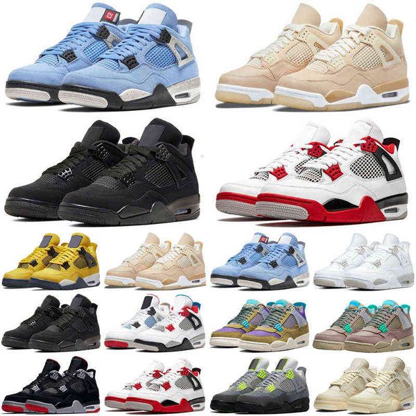 

4s mens 4 basketball shoes shimmer lightning cactus jack red thunder sail university blue black cat men trainers sports sneakers size 7-13 s