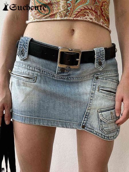 

suchcute y2k side pocket cargo mini skirts women harajuku low waist aesthetic denim skirt korean fashion streetwear clothes t220819, Black