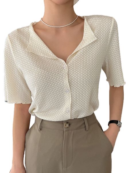 

dazy lettuce trim button front tee z6go#, White