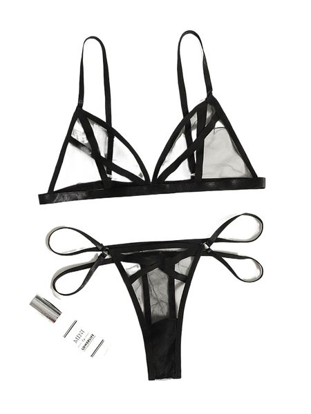

sheer mesh lingerie set w7bh#, Black;red