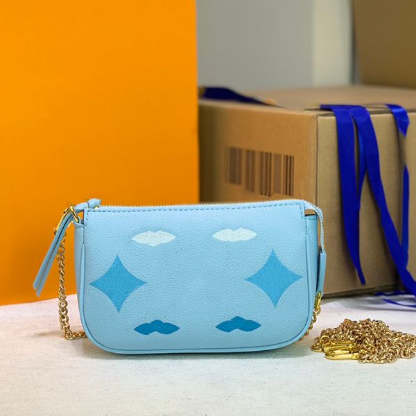 

18c mini shoulder bag leather classic print star flower letter gold hardware detachable double chain crossbody bag luxury designer handbag c